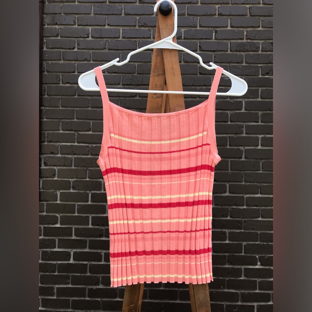 Ann Taylor Loft Pink Striped Tank - Textured!